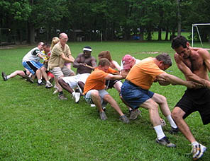 Counselor and campers