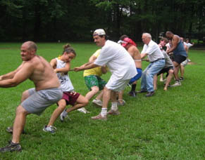 Counselor and campers